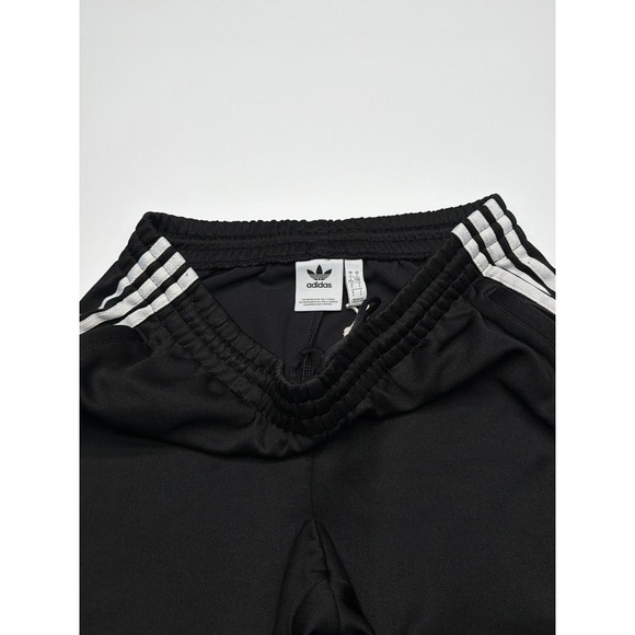Adidas Mens Black Track Pants Trefoil Logo White 3 Stripes Athletic Joggers L - Picture 2 of 9